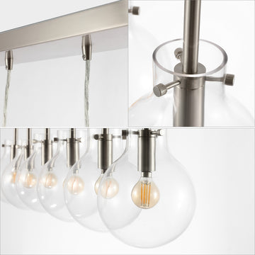 Harlow 40.5" Modern Contemporary Round Glass/Iron LED Linear Pendant - JONATHAN Y